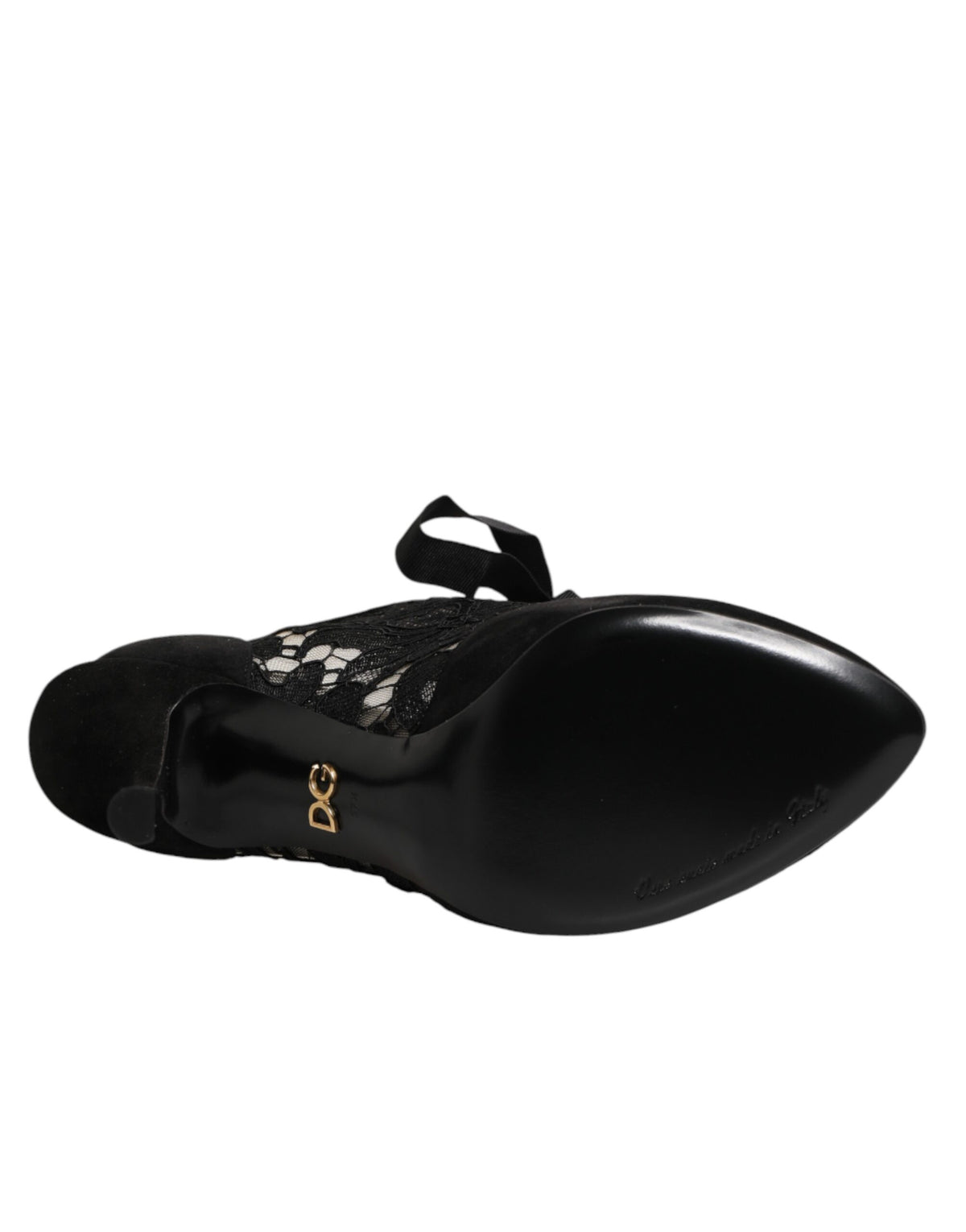 Dolce & Gabbana Black Floral High-Heel Lace-Up High Heels