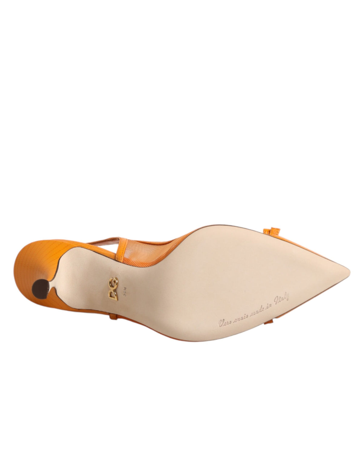 Dolce & Gabbana Orange Leder Mesh Slingback-Pumps