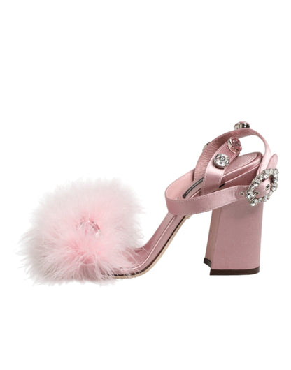 Dolce & Gabbana Pinke Sandalen mit Pailletten und Knöchelriemen