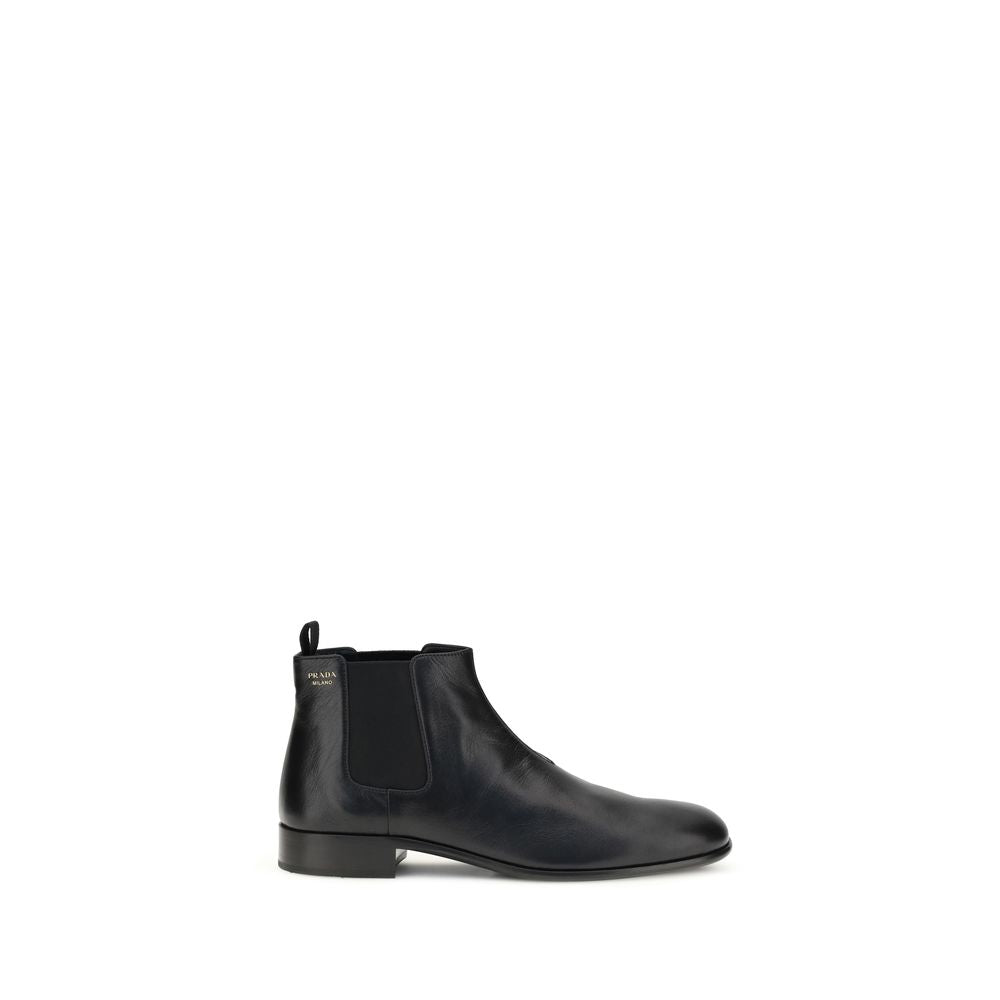 Prada Schwarze Kalbshaut Bos Taurus Stiefeletten
