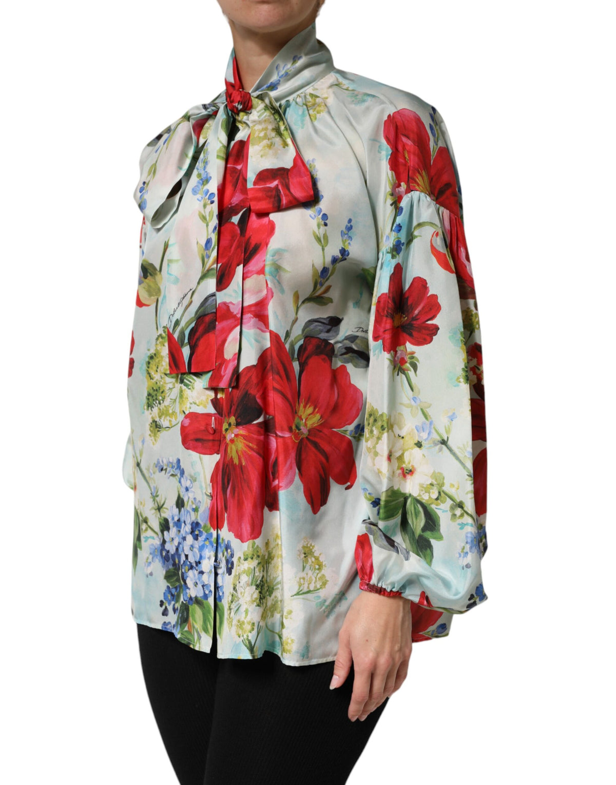 Dolce & Gabbana Bluse mit langen Ärmeln und floralem Muster in Multicolor