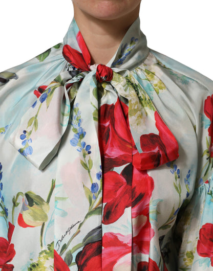 Dolce & Gabbana Bluse mit langen Ärmeln und floralem Muster in Multicolor
