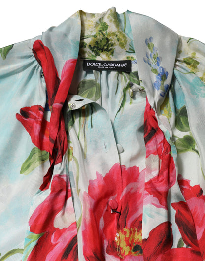 Dolce & Gabbana Bluse mit langen Ärmeln und floralem Muster in Multicolor