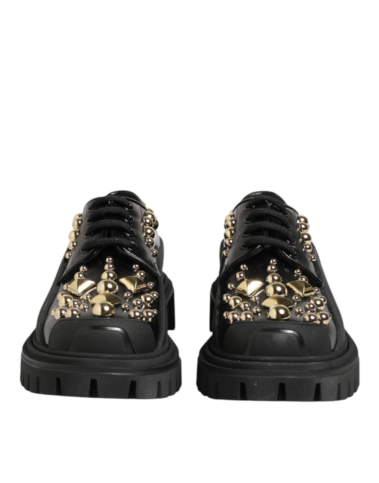 Dolce & Gabbana Schwarze Leder-Derby-Schuhe mit Kristall-Verzierung