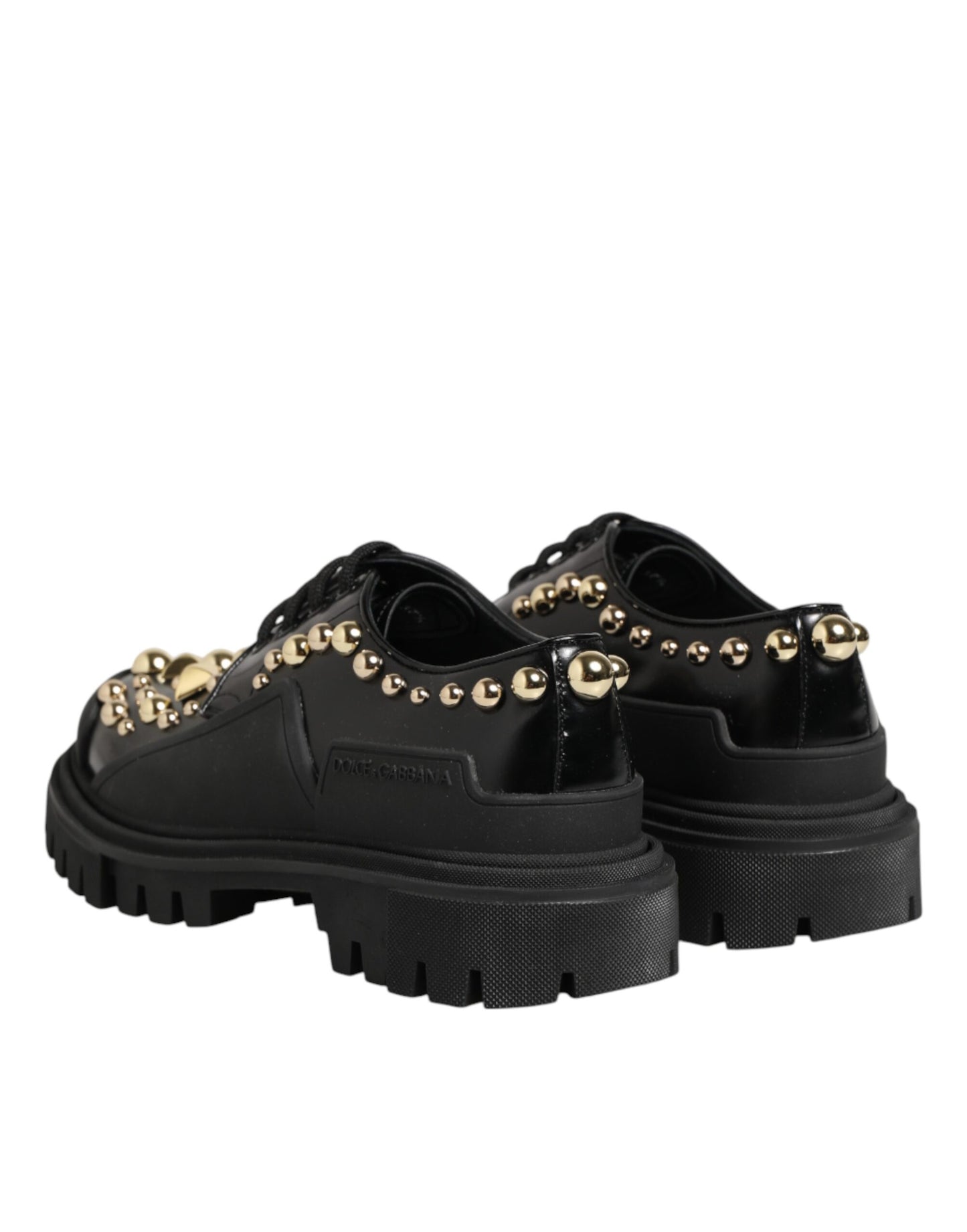 Dolce & Gabbana Schwarze Leder-Derby-Schuhe mit Kristall-Verzierung