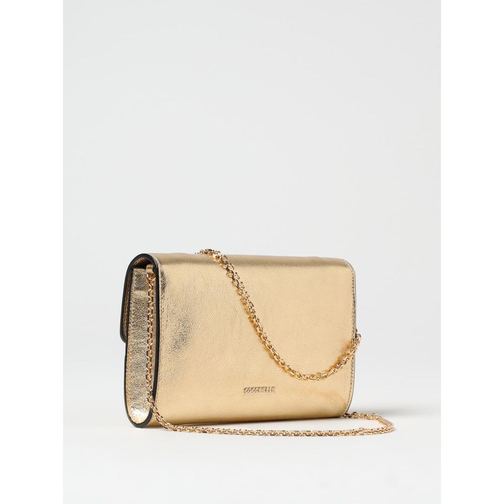Coccinelle Goldfarbene Leder Schultertasche