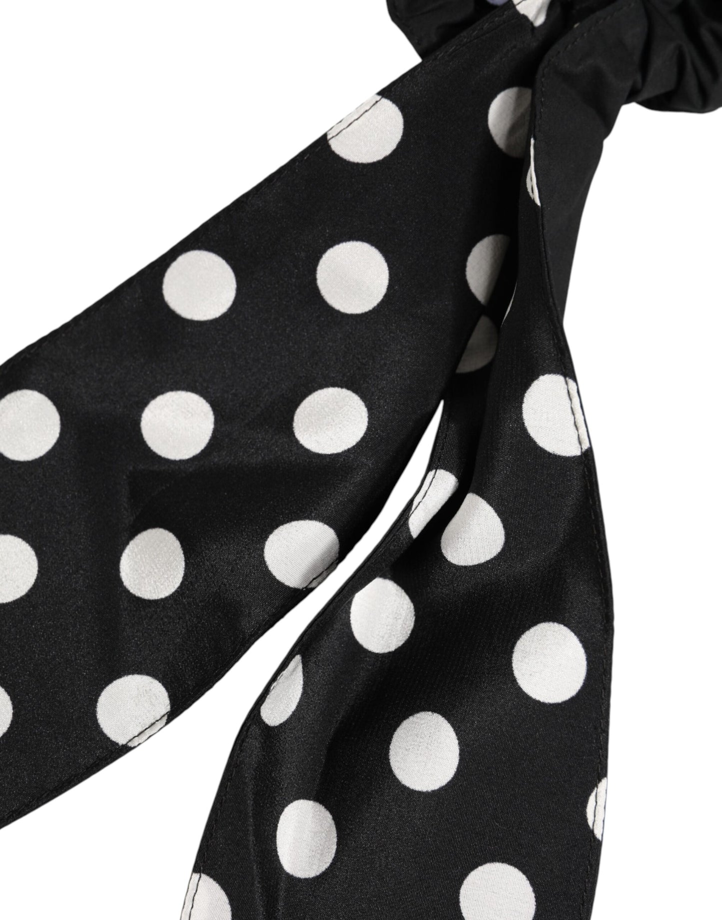 Dolce & Gabbana Schwarzes Baumwoll-Haarband mit Tupfen-Schal