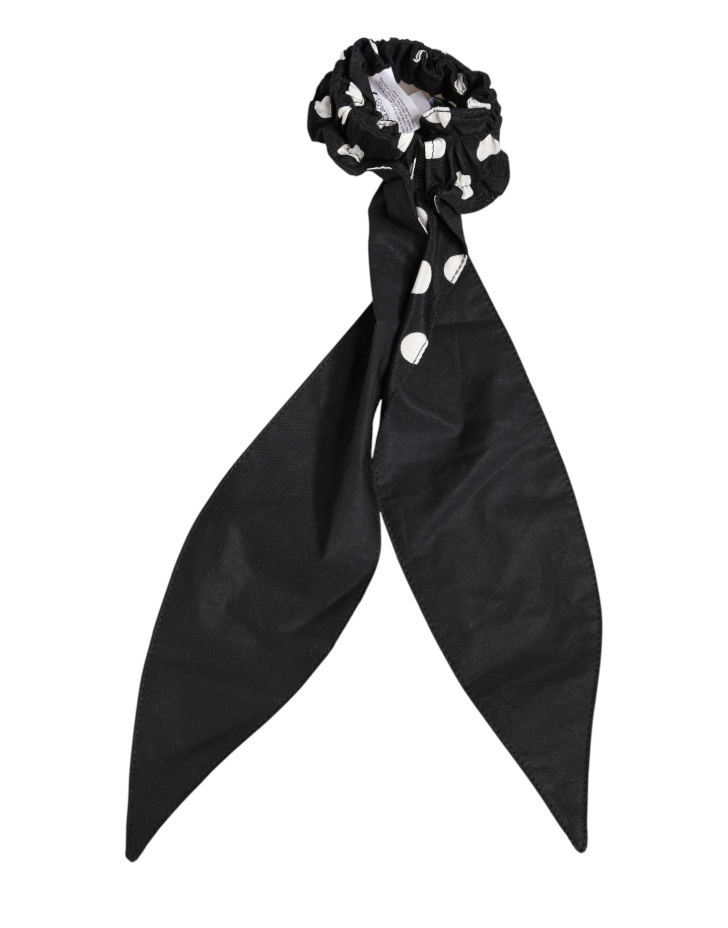 Dolce & Gabbana Schwarzes Baumwoll-Haarband mit Tupfen-Schal