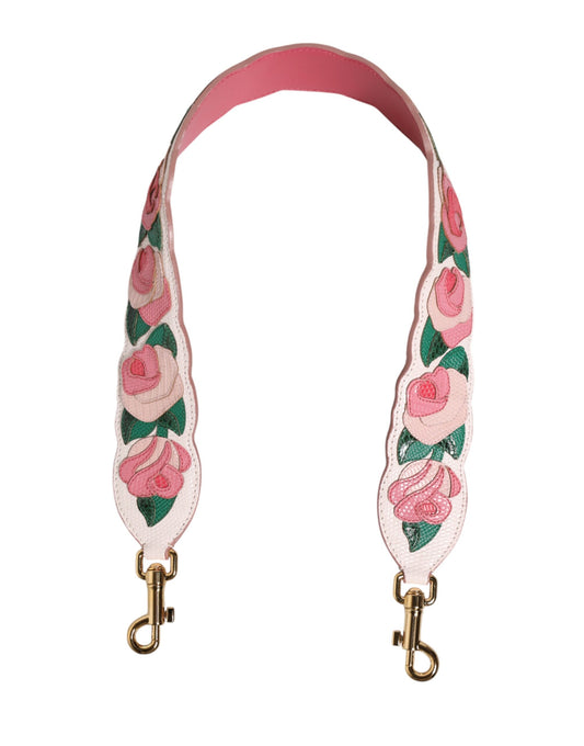 Dolce & Gabbana Weißer Kalbsleder-Schulterriemen mit Floral-Details