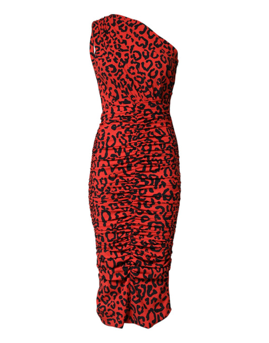 Dolce & Gabbana Rotes Leoparden-Midikleid