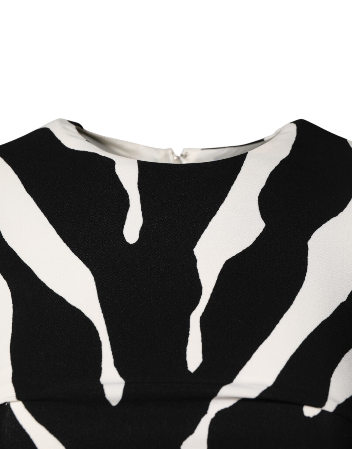 Dolce & Gabbana Black and White Zebra Viscose Sheath Midi Dress