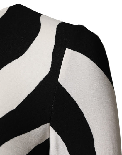 Dolce & Gabbana Black and White Zebra Viscose Sheath Midi Dress