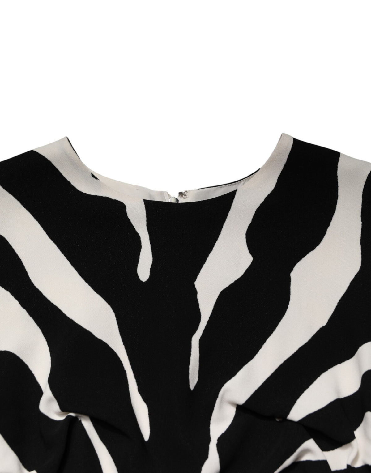 Dolce & Gabbana Black and White Zebra Viscose Sheath Midi Dress