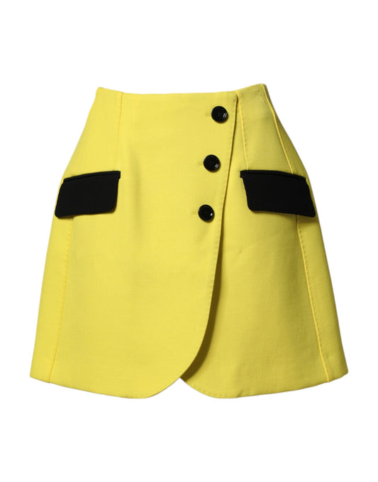 Dolce & Gabbana Gelber High-Waist Wollrock