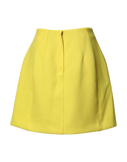 Dolce & Gabbana Gelber Wollrock mit Knöpfen und hoher Taille