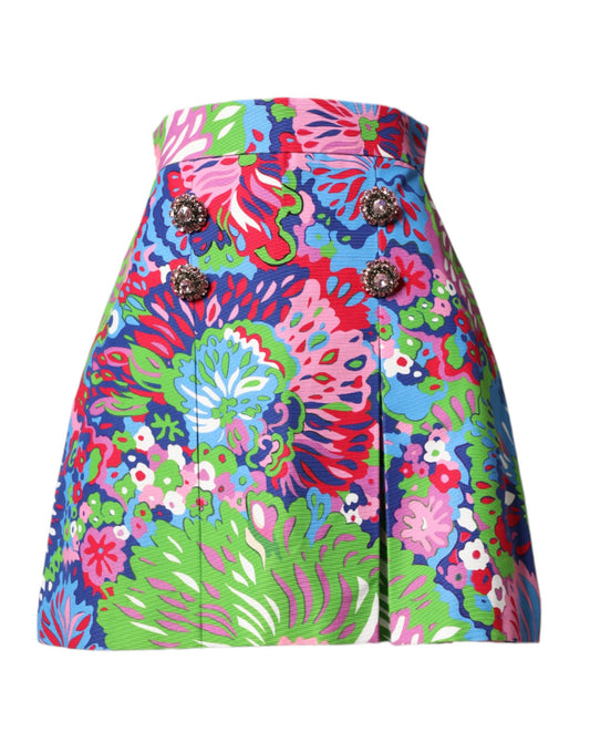 Dolce & Gabbana Mehrfarbige Blumen-High-Waist Shorts
