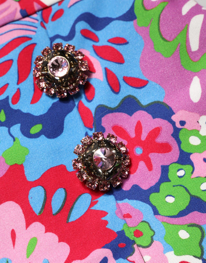 Dolce & Gabbana Bunte Blumen-Shorts mit Knöpfen und hoher Taille