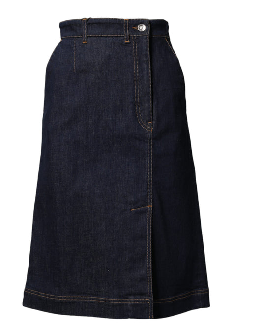 Dolce & Gabbana Dunkelblauer Denim-A-Linien-Midirock