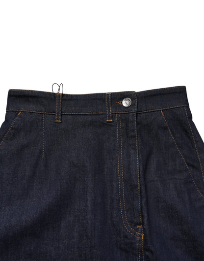 Dolce & Gabbana Dunkelblauer Baumwoll-A-Linien-Denim-Midi-Rock
