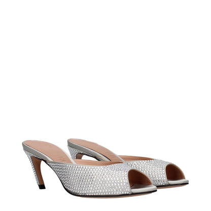 The Attico Silberne Satin-Stilettosandalen