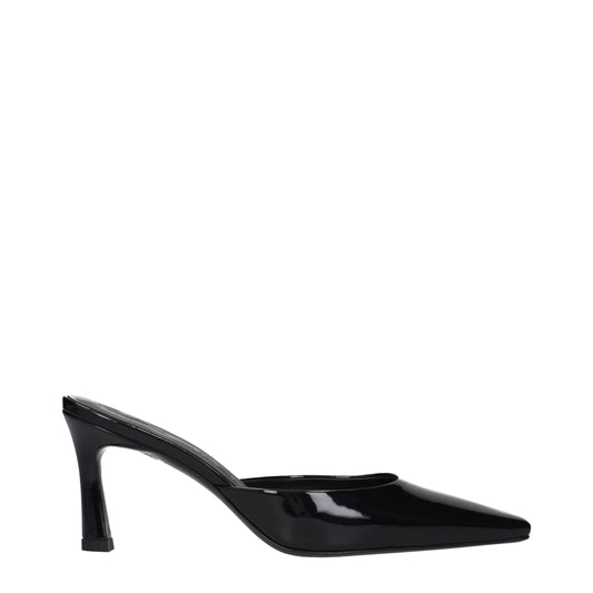 The Attico Schwarze flache Sandalen aus Leder