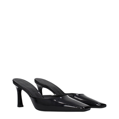 The Attico Schwarze flache Sandalen aus Leder