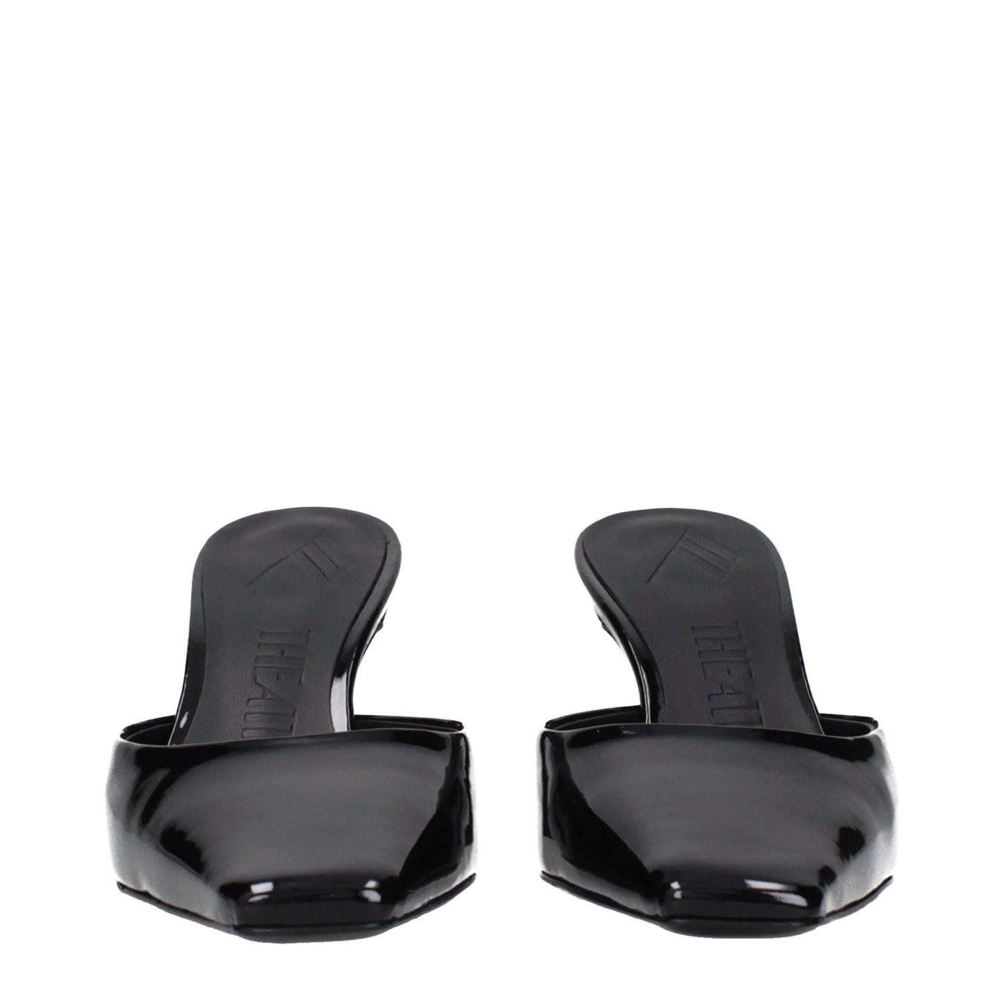 The Attico Schwarze flache Sandalen aus Leder