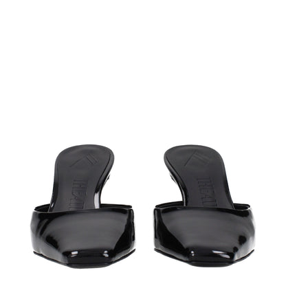 The Attico Schwarze flache Sandalen aus Leder