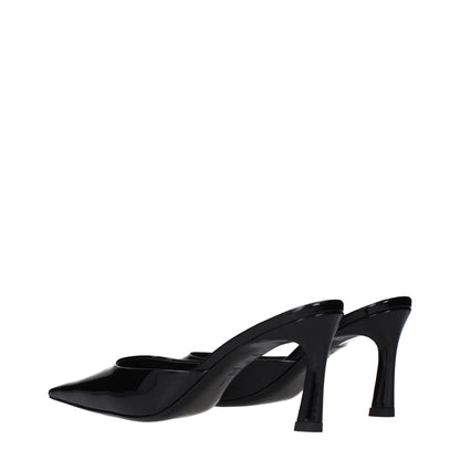 The Attico Schwarze flache Sandalen aus Leder