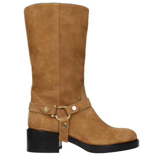 Chloé Braune Lederstiefeletten