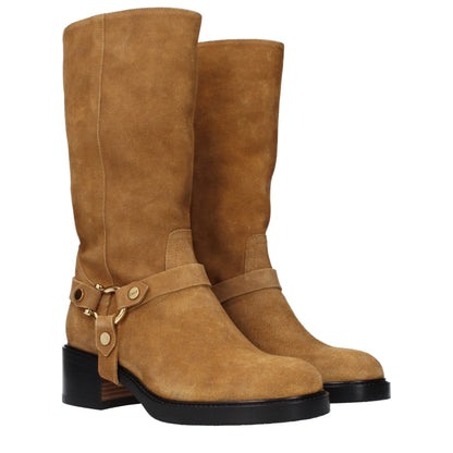 Chloé Braune Lederstiefeletten