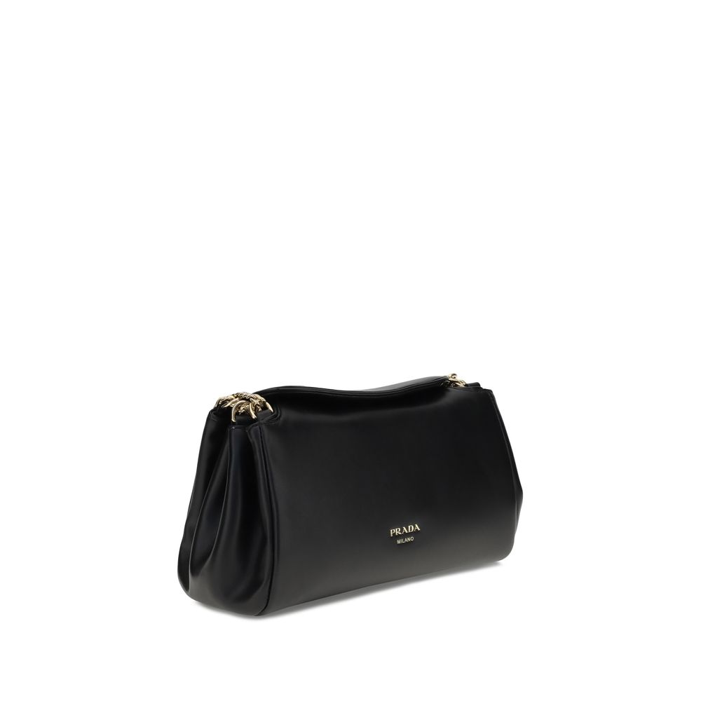 Prada Schwarze Bos Taurus Kalbsleder Schultertasche