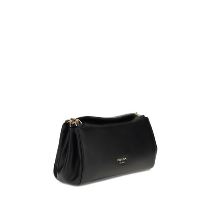 Prada Schwarze Bos Taurus Kalbsleder Schultertasche
