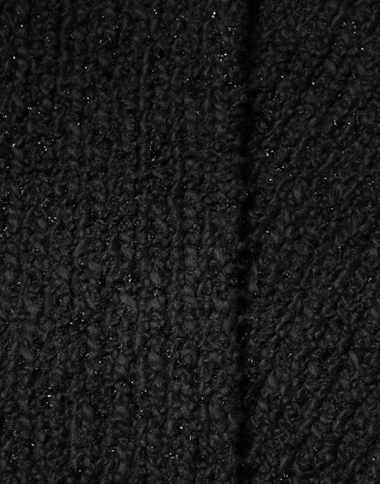 Dolce & Gabbana Schwarzer Kaschmir-Strickschal mit Fransen