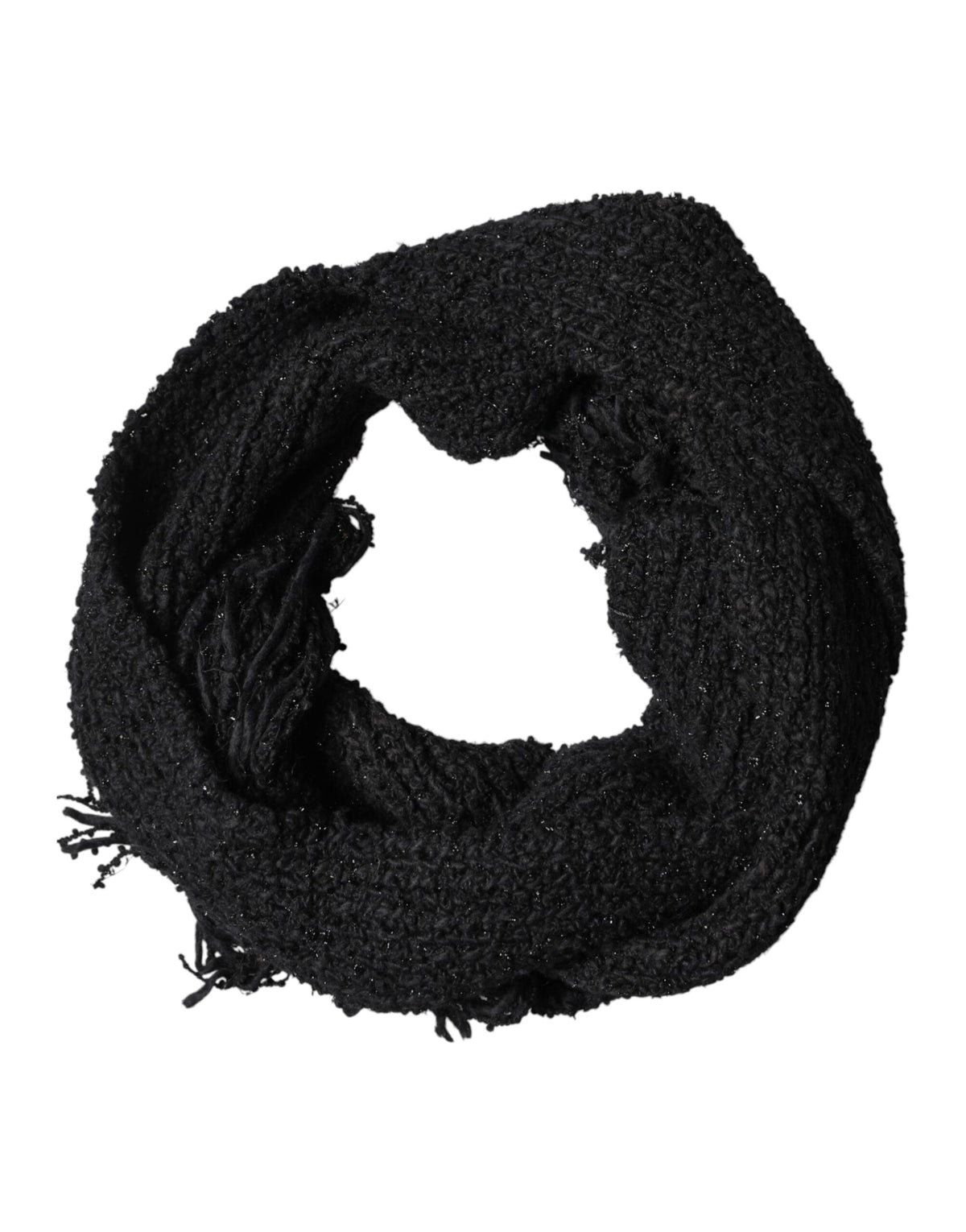 Dolce & Gabbana Black Fringed Cashmere Scarf