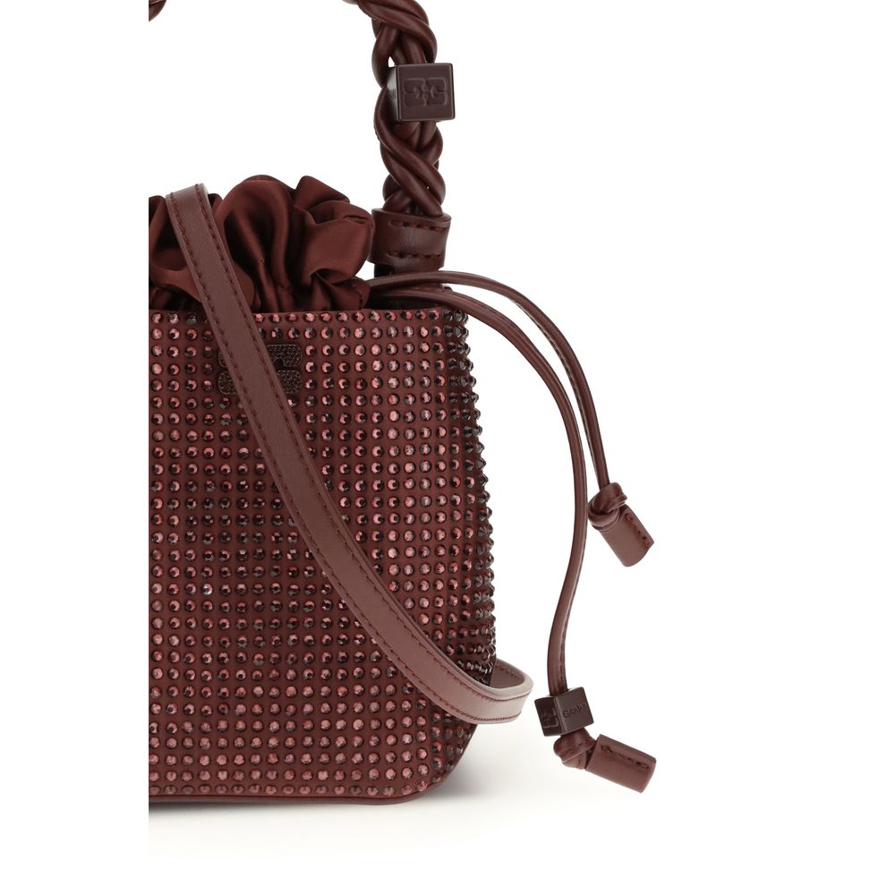 Ganni Handtasche aus recyceltem Polyester in Bordeaux