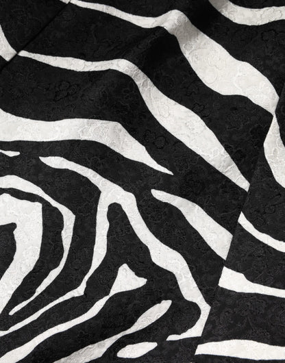 Dolce & Gabbana Ärmelloses A-Linien-Kleid in Schwarz-Weißem Zebra-Print
