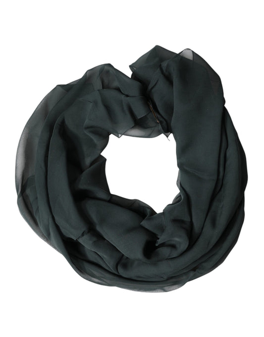 Dolce & Gabbana Dunkelgrüner Seiden-Halstuch-Foulard Schal