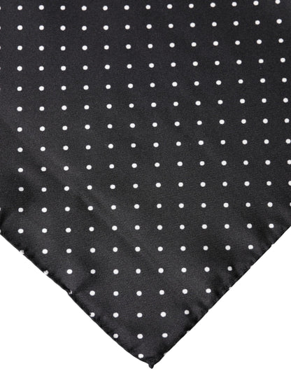 Dolce & Gabbana Schwarzer Seiden-Foulard-Schal mit Polka-Dot-Muster