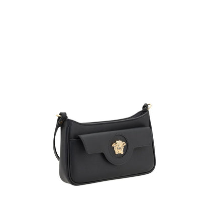 Versace Schwarze Bos Taurus Kalbsleder Schultertasche
