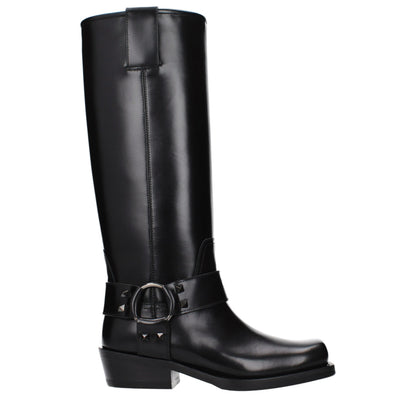 Valentino Garavani Schwarze Lederstiefel