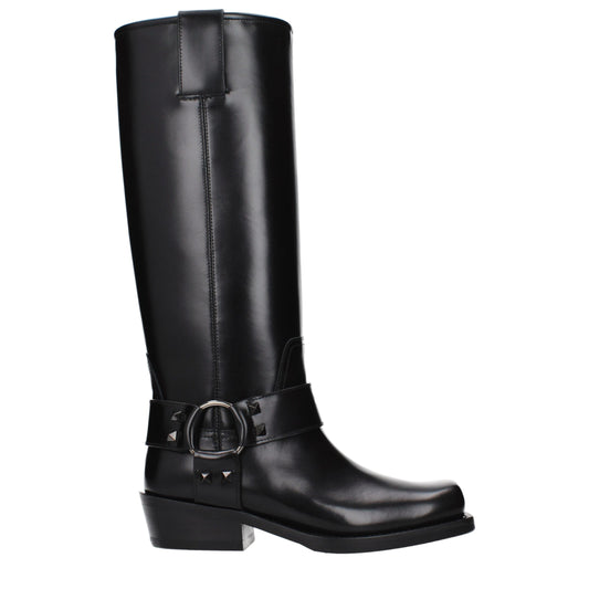 Valentino Garavani Schwarze Lederstiefel
