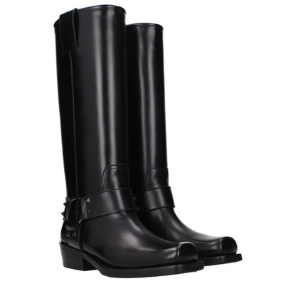 Valentino Garavani Schwarze Lederstiefel
