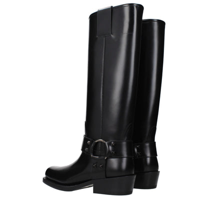 Valentino Garavani Schwarze Lederstiefel