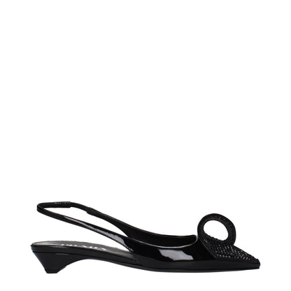 Prada Schwarze flache Sandalen aus Leder