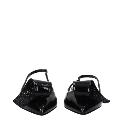 Prada Schwarze flache Sandalen aus Leder