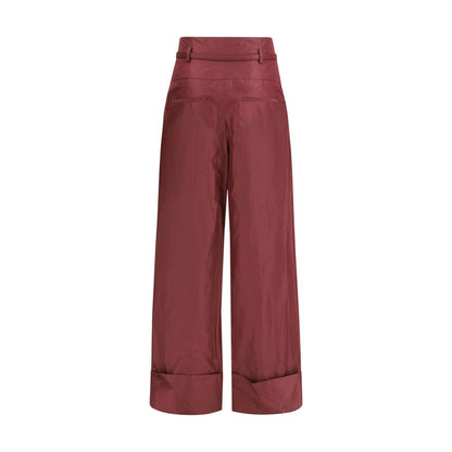 Fendi Seidenhose in Bordeauxrot