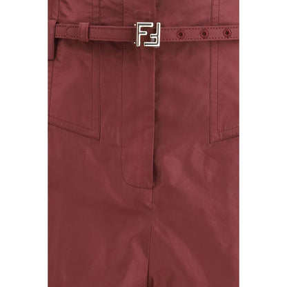 Fendi Seidenhose in Bordeauxrot