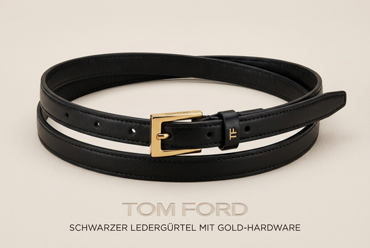 Tom Ford Schmaler Gürtel aus schwarzem Kalbsleder